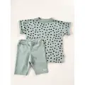 KOMPLET T-SHIRT PLAMKI + KOLARKI DUSTY BLUE